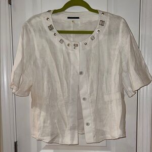 Elie Tahari Cream Blouse with Stud Accents
